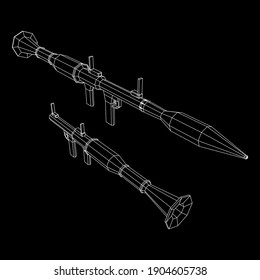 Anti-tank rocket propelled grenade launcher - RPG 7. Wireframe low poly mesh vector illustration.