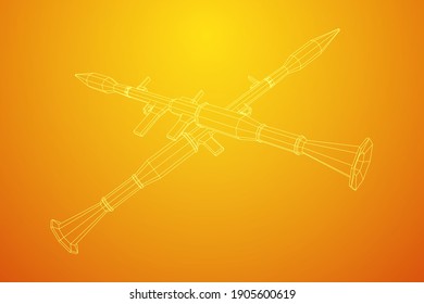 Anti-tank rocket propelled grenade launcher - RPG 7. Wireframe low poly mesh vector illustration.