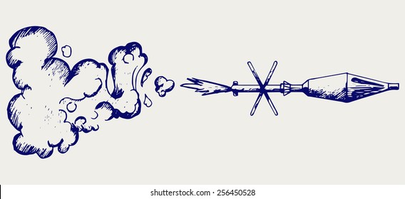 Anti-tank rocket propelled grenade launcher - RPG 7. Doodle style