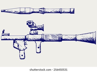 Anti-tank rocket propelled grenade launcher - RPG 7. Doodle style