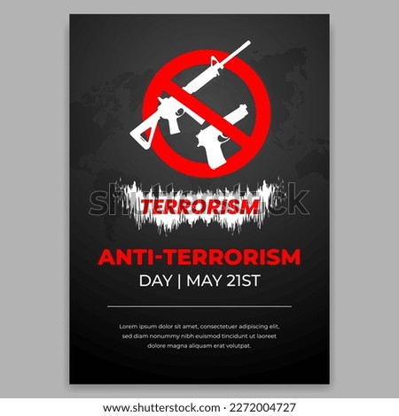 Anti-terrorism day May 21st flyer design with guns forbidden illustration