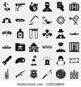 Antiterrorism icons set. Simple style of 36 antiterrorism vector icons for web for any design