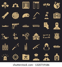 Antiterrorism icons set. Simple style of 36 antiterrorism vector icons for web for any design
