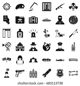 Antiterrorist help icons set. Simple style of 36 antiterrorist help vector icons for web isolated on white background