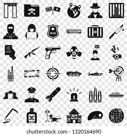 Antiterrorist organization icons set. Simple style of 36 Antiterrorist organization vector icons for web for any design