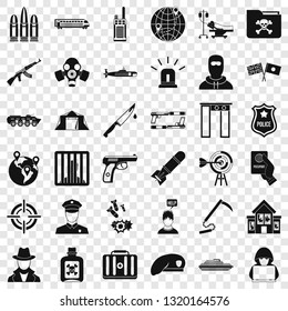 Antiterrorist struggle icons set. Simple style of 36 Antiterrorist struggle vector icons for web for any design