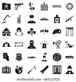 Antiterrorist struggle icons set. Simple style of 36 Antiterrorist struggle vector icons for web isolated on white background