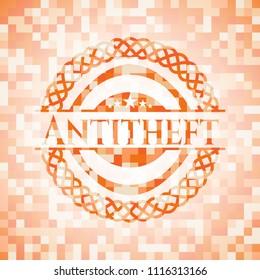 Antitheft abstract orange mosaic emblem