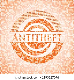 Antitheft abstract orange mosaic emblem