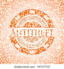 Antitheft abstract orange mosaic emblem