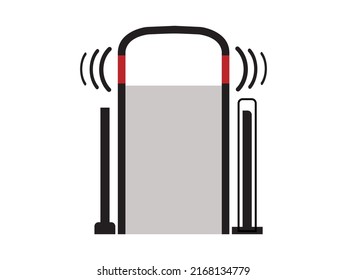 anti-theft alarm detector at the shopping center or supermarket entrance with a blank poster. illustration