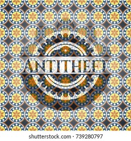 Antitheft arabic badge. Arabesque decoration.