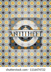 Antitheft arabic style badge. Arabesque decoration.