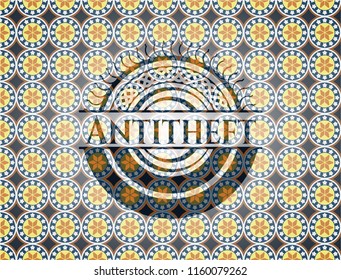 Antitheft arabic style badge. Arabesque decoration.