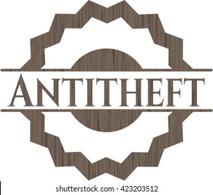Antitheft badge with wood background
