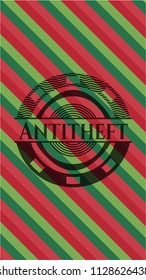Antitheft christmas colors style badge.