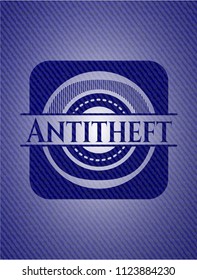 Antitheft emblem with jean high quality background