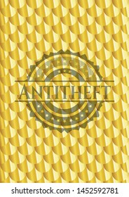 Antitheft gold badge. Scales pattern. Vector Illustration. Detailed.