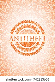 Antitheft orange mosaic emblem with background