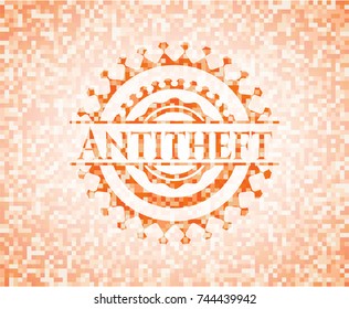 Antitheft orange mosaic emblem with background