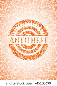 Antitheft orange mosaic emblem with background
