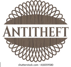 Emblema de madera antirrobo. Vintage.