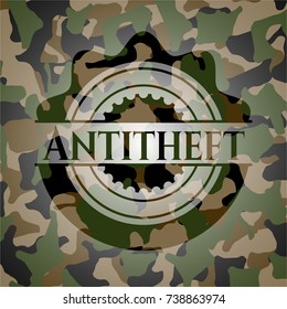 Antitheft written on a camouflage texture