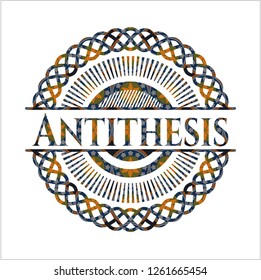 Antithesis arabic style badge. Arabesque decoration.
