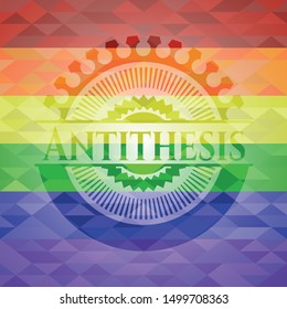 Antithesis on mosaic background with the colors of the LGBT flag