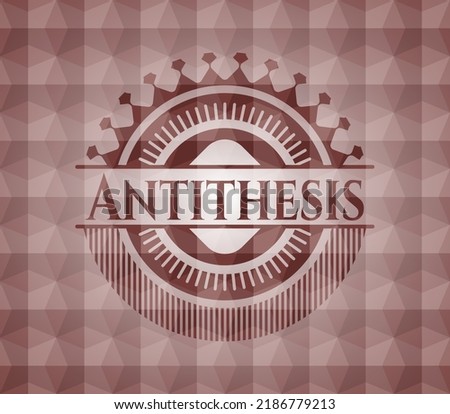 Antithesis red seamless geometric badge. 