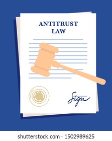 Antitrust Law Hammer On Document Vector Stock Vector (Royalty Free ...