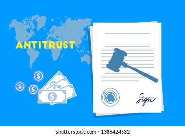 Antitrust Law Monopoly Competition Hammer Paper And Money Market Trust Lawsuit - Vector
