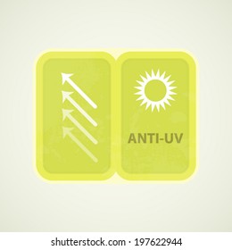 Anti-uv label for suntan cream sticker concept design green and yellow style sign