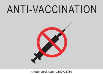 Anti-vaccination needle vector illustration on a light grey background