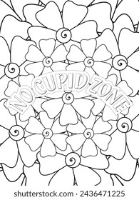 Anti-Valentine's Coloring pages. All these designs are unique Coloring page for adults and kids. Vector Illustration.