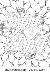 Anti-Valentine's Coloring pages. All these designs are unique Coloring page for adults and kids. Vector Illustration.