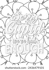 Anti-Valentine's Coloring pages. All these designs are unique Coloring page for adults and kids. Vector Illustration.