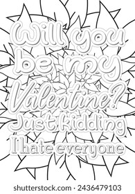 Anti-Valentine's Coloring pages. All these designs are unique Coloring page for adults and kids. Vector Illustration.