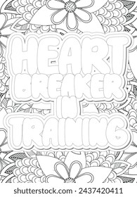 Anti-Valentines-Day Quotes Coloring pages. All these designs are unique Coloring pages for adults and kids Vector Illustration.