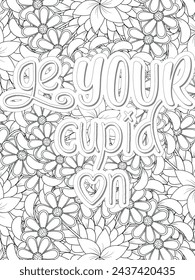 Anti-Valentines-Day Quotes Coloring pages. All these designs are unique Coloring pages for adults and kids Vector Illustration.