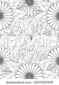 Anti-Valentines-Day Quotes Coloring pages. All these designs are unique Coloring pages for adults and kids Vector Illustration.