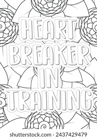 Anti-Valentines-Day Quotes Coloring pages. All these designs are unique Coloring pages for adults and kids Vector Illustration.