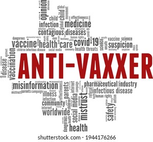Anti-Vaxxer Vektorgrafik Wort Cloud einzeln auf weißem Hintergrund.