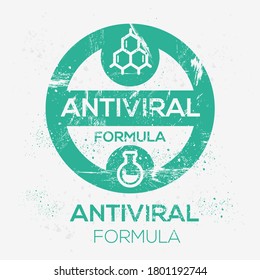 (Antiviral formula) label sign, vector illustration.