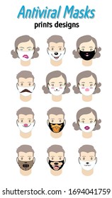 Antiviral Masks Designs Prints, Funny Masks for Carantine 