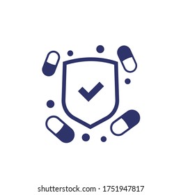 antiviral medicine, pills icon on white