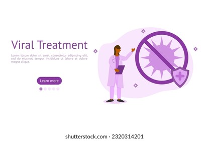 antiviral vaccine illustration set. doctor study virus resistance to find a way to treat and prevent virus. viral treatment concept. vector illustration.