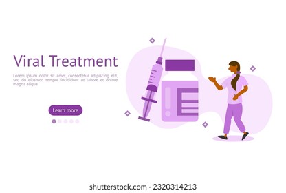 antiviral vaccine illustration set. doctor offers vaccination for treatment and resistance to virus. viral treatment concept. vector illustration.