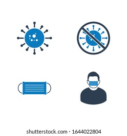 Antivirus, Antibacterial, Antipollution Icon Set. Flat style vector EPS.