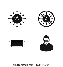 Antivirus, Antibacterial, Antipollution Icon Set. Flat style vector EPS.